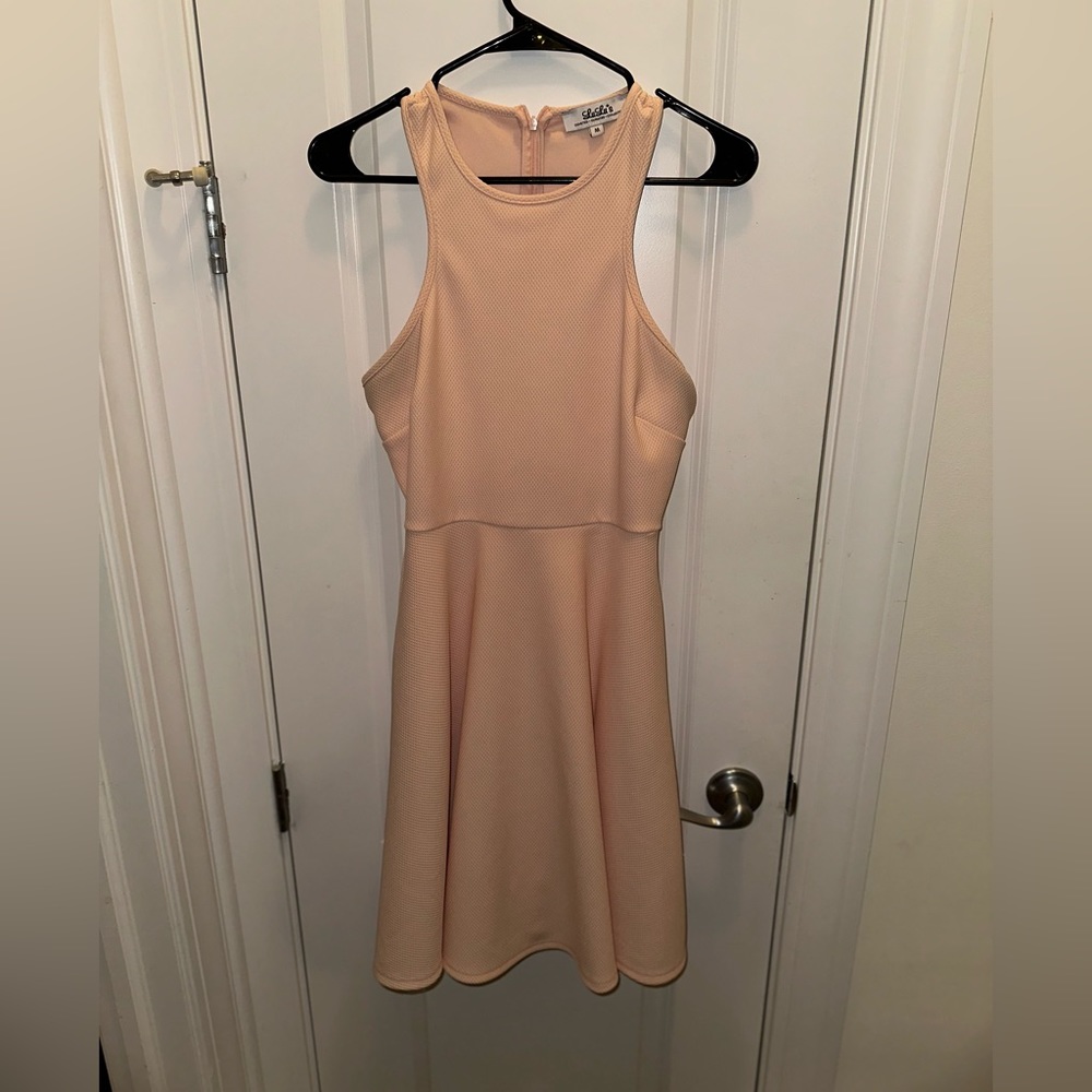 A-line peach party dress